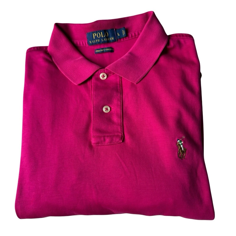 Polo Ralph Lauren Pink Pima Soft Touch Short Sleeve Classic Polo Shirt Sz L